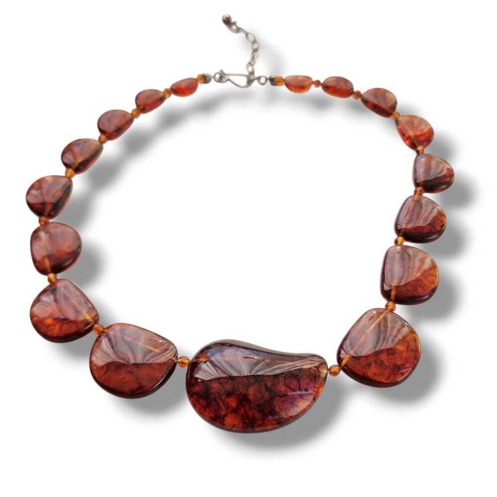 Jay King Mine Finds Amber Station Sterling Silver 925 Necklace New 18"